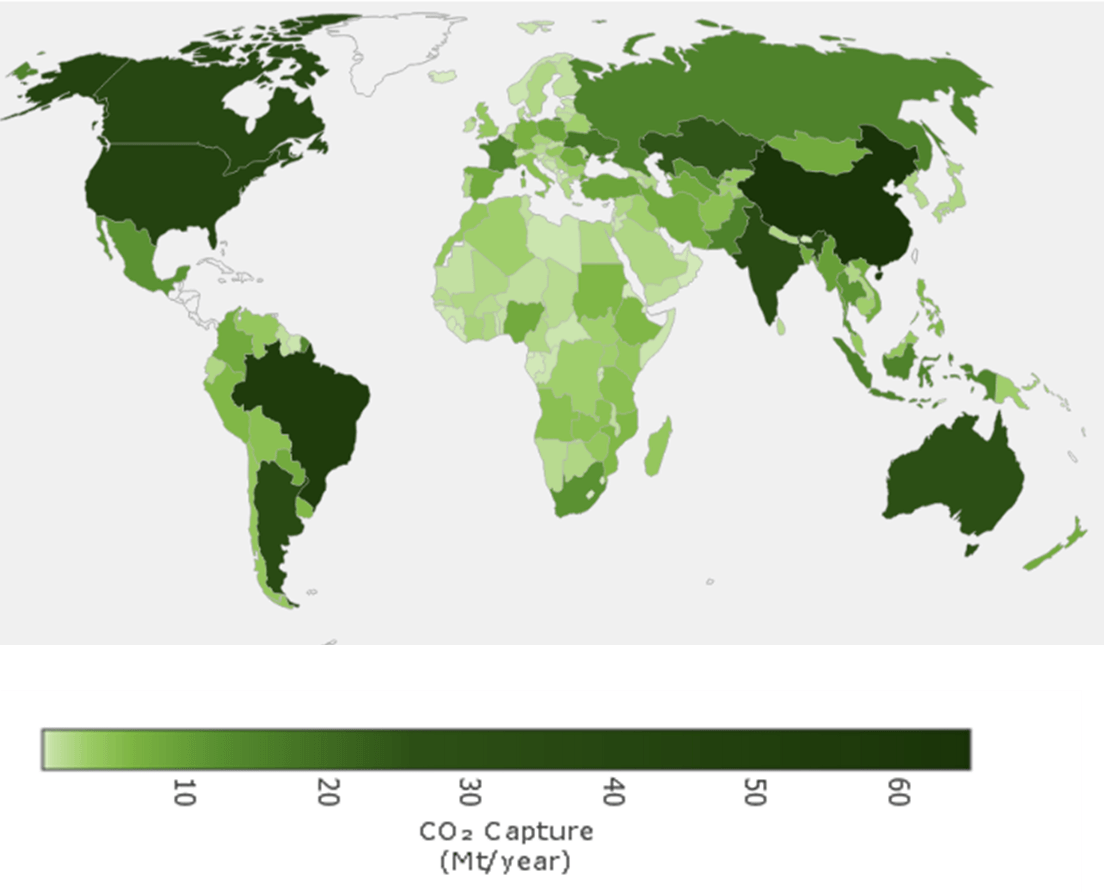 Hemp carbon potential by country
